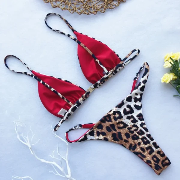 High Cut Micro Bikini Women Leopard Bandage Push Up Swimsuit Sexy Bathing Suit - Image 2