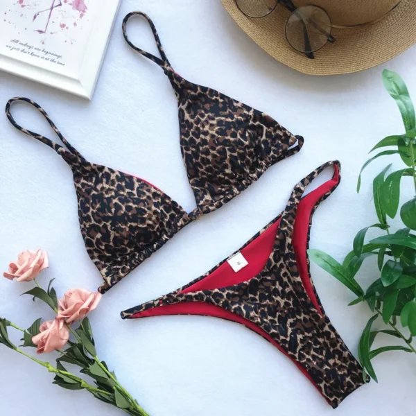 High Cut Micro Bikini Women Leopard Bandage Push Up Swimsuit Sexy Bathing Suit - Image 3