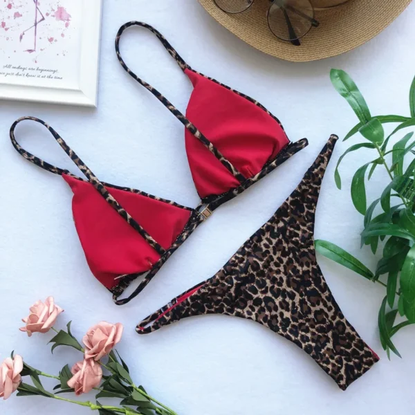 High Cut Micro Bikini Women Leopard Bandage Push Up Swimsuit Sexy Bathing Suit - Image 4