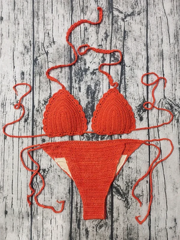 Knitted Handmade Crochet Bikini Women Swimwear Set - Image 3