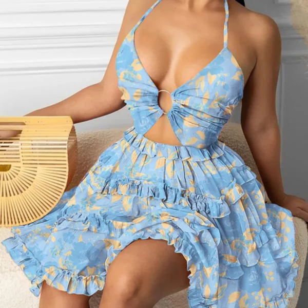 Women spring/summer sexy hollow sleeveless folds Dresses - Image 2