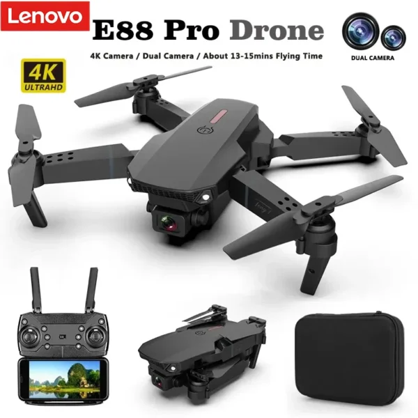Lenovo E88 Pro Drone 4k Profesional HD 8k Rc Airplane Dual-Camera Wide-Angle