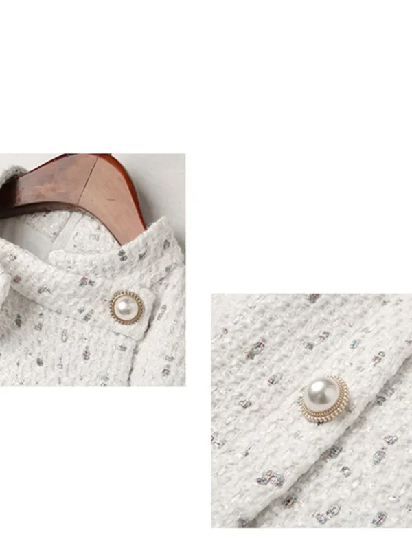 New Autumn and Winter Women Elegant Tweed Dress Bow Collar Long Sleeve - Image 3