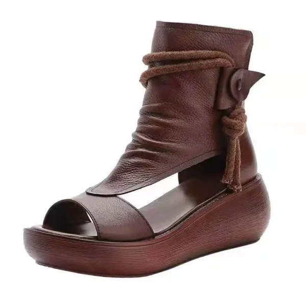 Shoes for Women Ladies Vintage Pu Leather Boots Fashion Women Sandals - Image 4