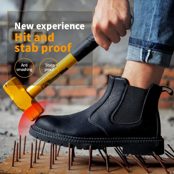 Waterproof Safety Work Genuine Leather Boots Men