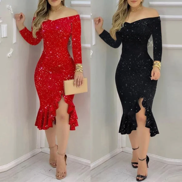 Women Party Sexy Off Shoulder Slim Bodycon Dresses